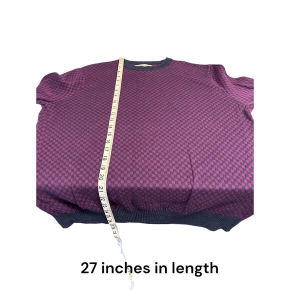 Original Penguin Checkered Sweater Long Sleeve Crew Neck Mens Size L Cotton Blen - Picture 9 of 9